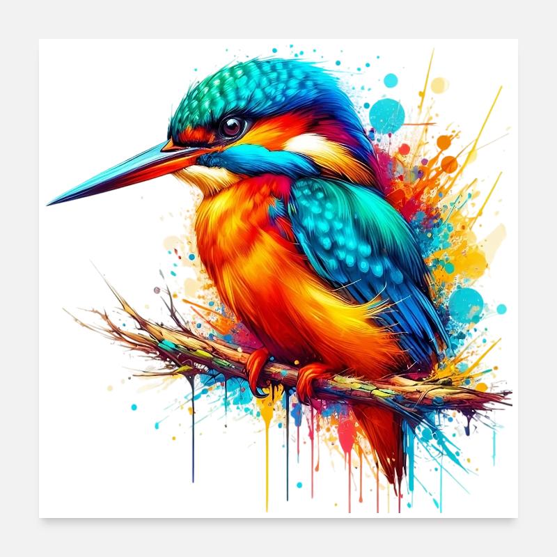 Eisvogel - Poster 60x60 cm - Weiß