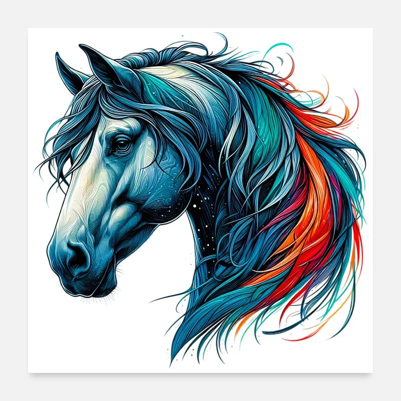 Pferd - Poster 60x60 cm - Weiß