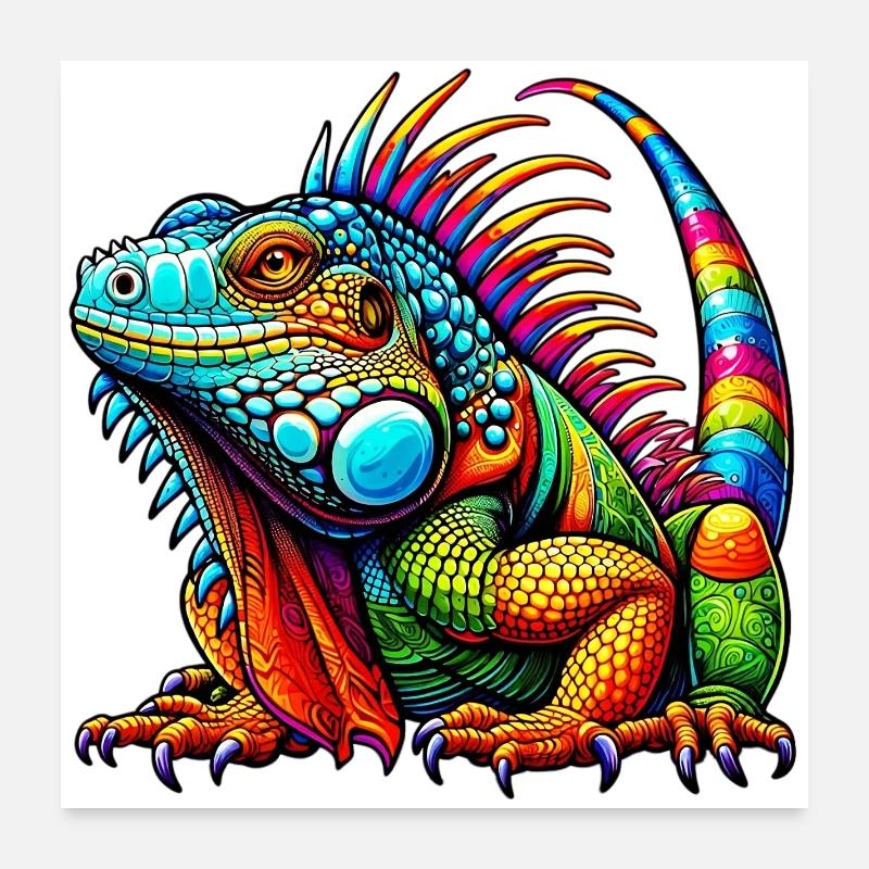 Leguan - Poster 60x60 cm - Weiß