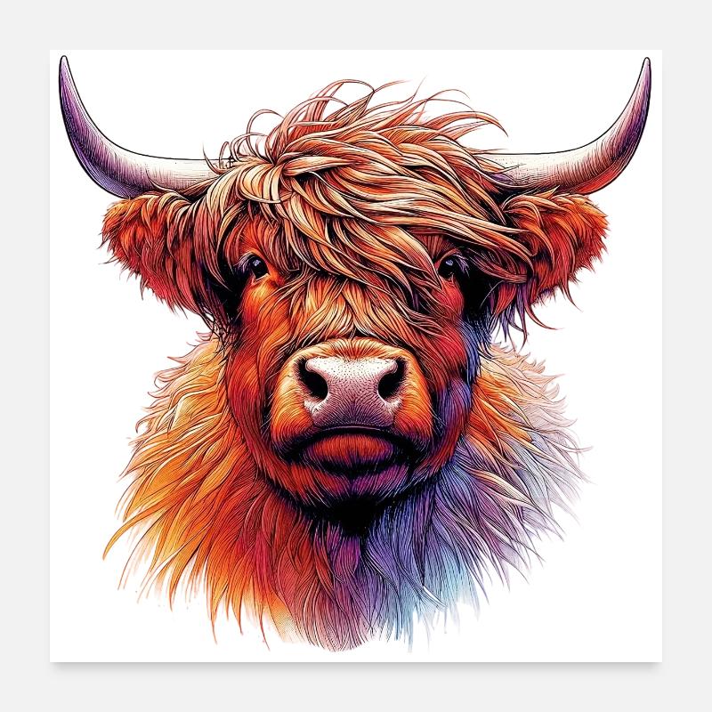 Vache écossaise des Highlands Poster 60 x 60 cm