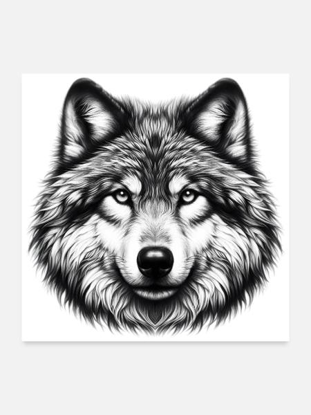 Wolf - Poster 60x60 cm - Weiß