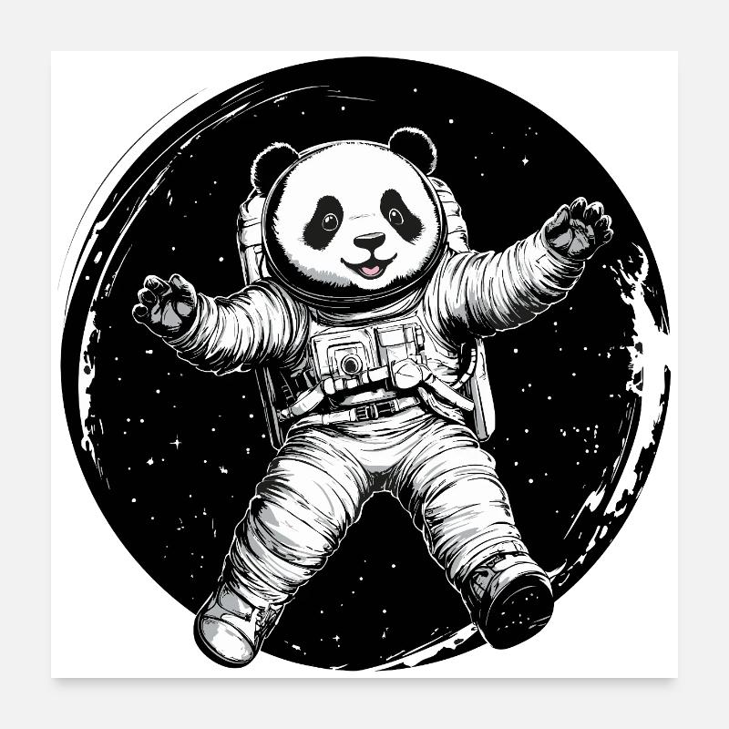 Astronauten-Panda – Süßer Space Explorer - Poster 60x60 cm - Weiß