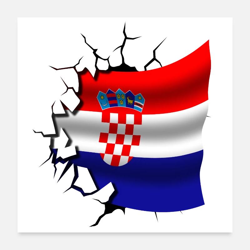 Bandera de Croacia - Croatia - Flag Broken Design Poster 24" x 24" (60x60 cm)