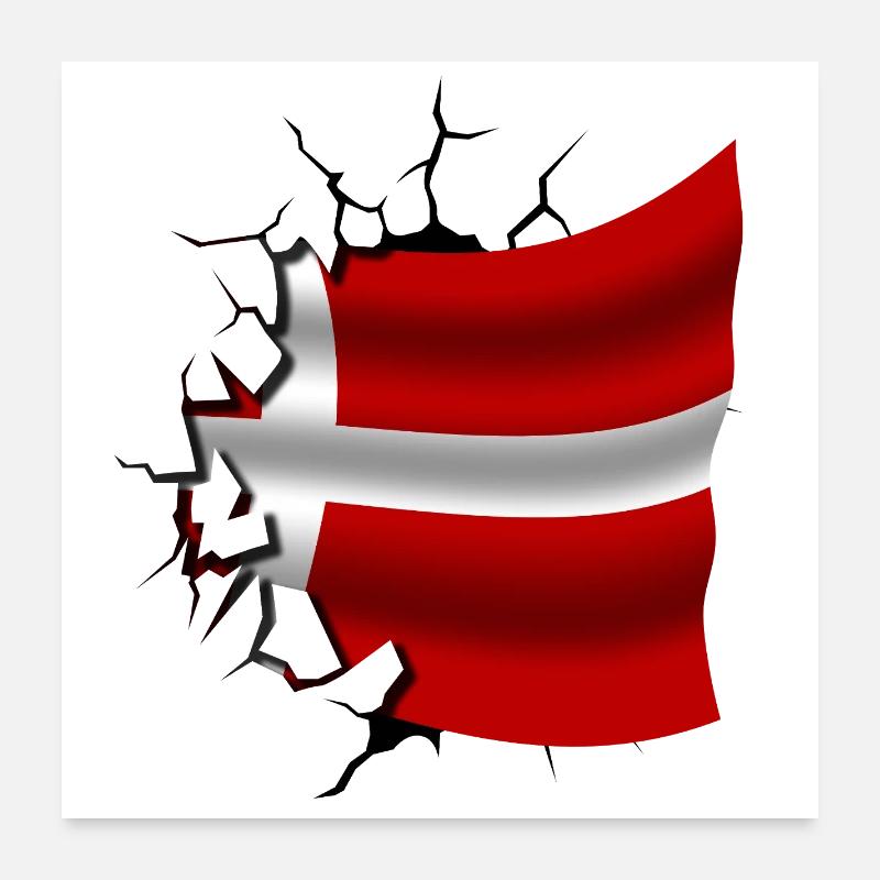 Drapeau du Danemark - Danemark - Drapeau cassé Poster 60 x 60 cm