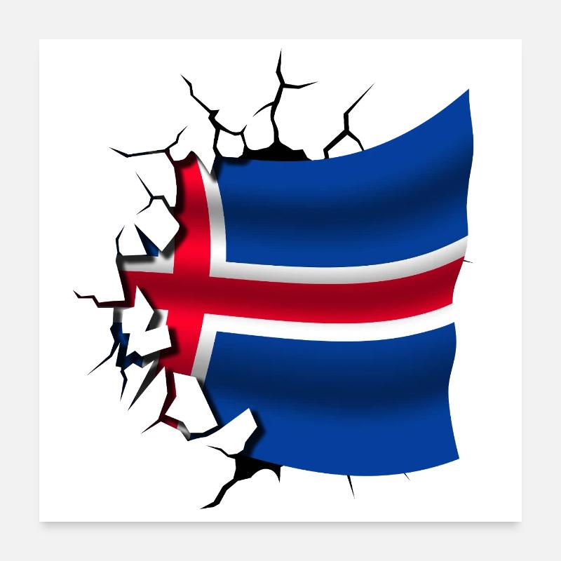 Drapeau de l’Islande - Islande - Drapeau Broken Design Poster 60 x 60 cm
