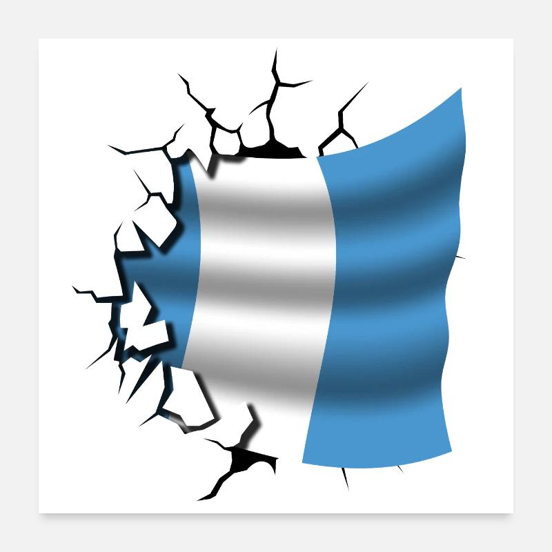 Drapeau du Guatemala - Guatemala - Drapeau Broken Des Poster 60 x 60 cm