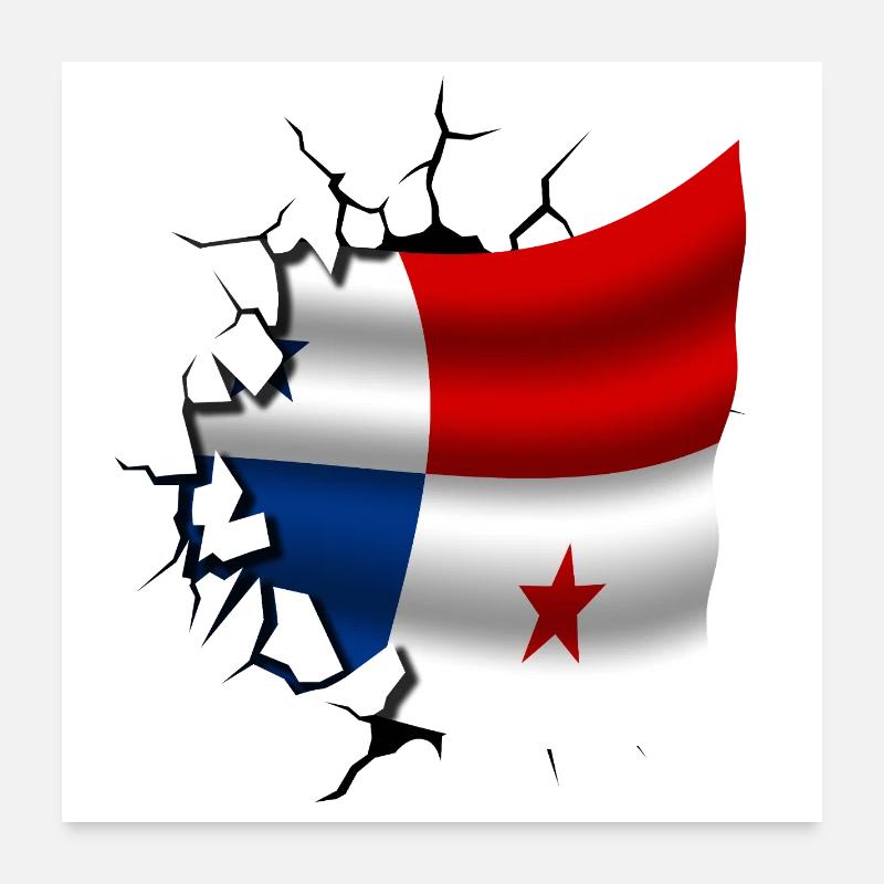 Flag of Panama - Panama - Flag Broken Design Poster 24" x 24" (60x60 cm)