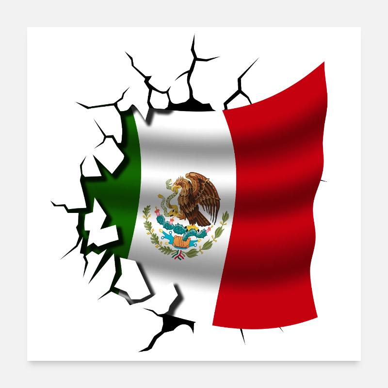 Drapeau du Mexique - Mexique - Drapeau Broken Design Poster 60 x 60 cm