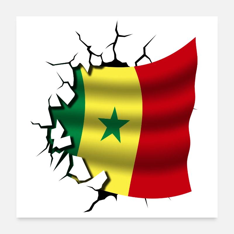 Drapeau du Sénégal - Sénégal - Drapeau Broken Design Poster 60 x 60 cm