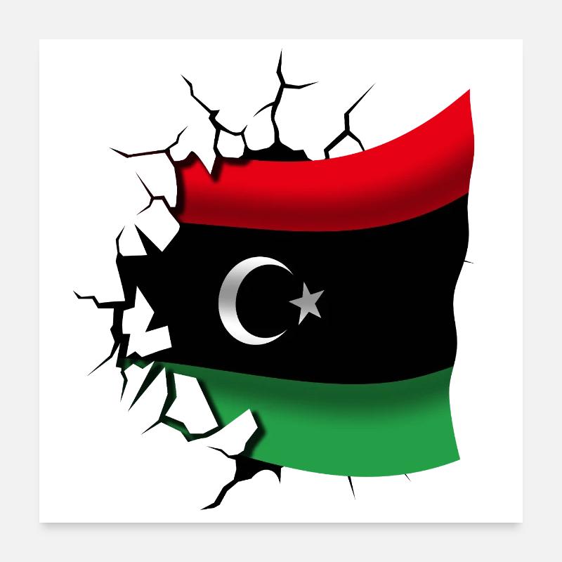Drapeau de la Libye - Libye - Drapeau Broken Design Poster 60 x 60 cm