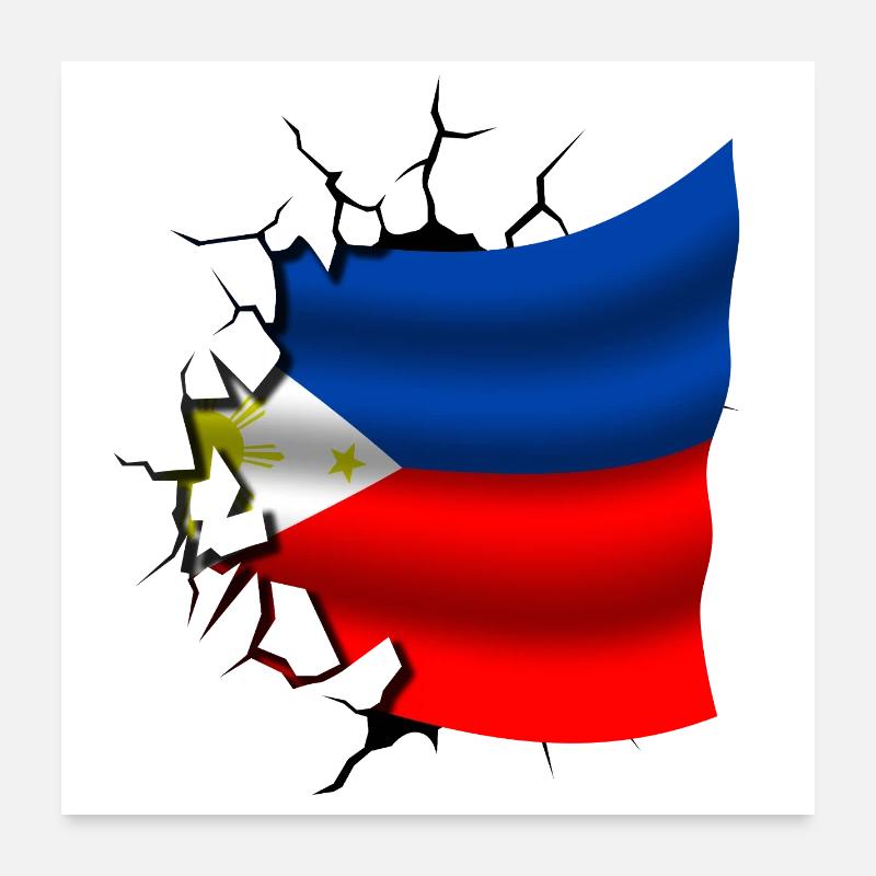 Philippine - Drapeau brisé Poster 60 x 60 cm