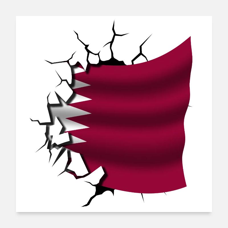Drapeau du Qatar - Qatar - Drapeau Broken Design Poster 60 x 60 cm