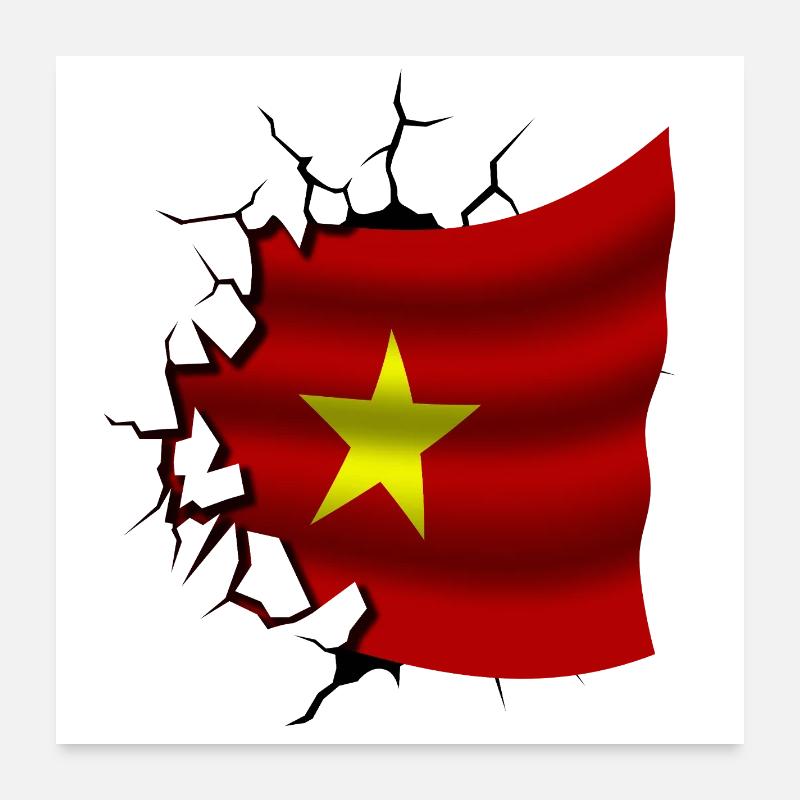 Drapeau du Vietnam - Vietnam - Drapeau Broken Design Poster 60 x 60 cm