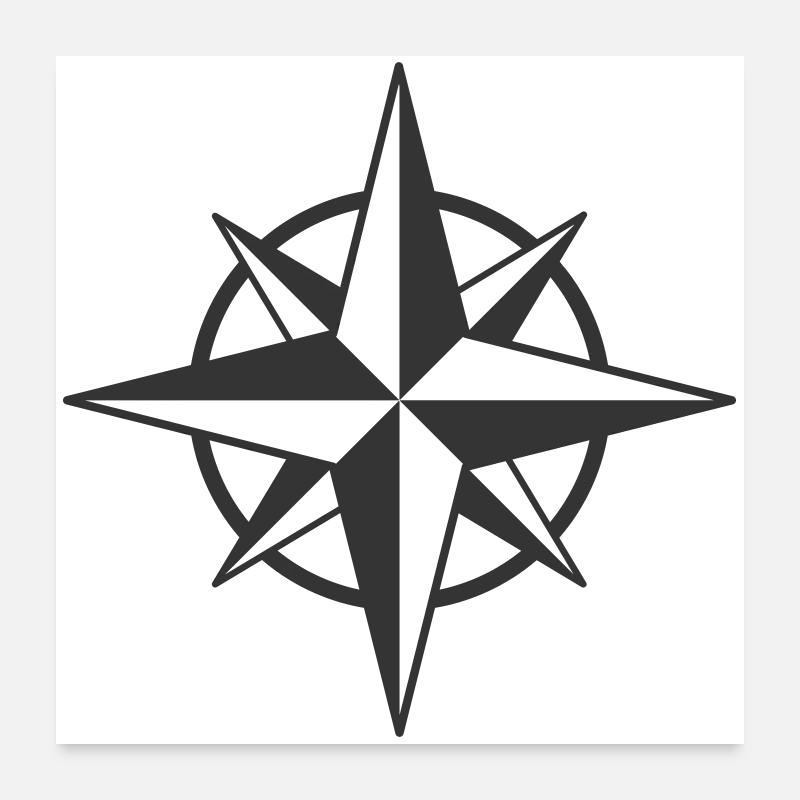 Kompassrose Symbol Design Poster 60x60 cm