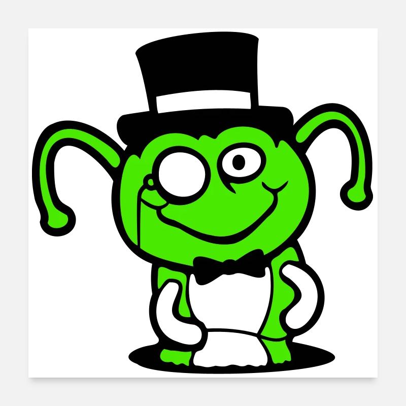 Caterpillar Top Hat Monocle Gentleman Empire Hole Bottom Poster 24" x 24" (60x60 cm)