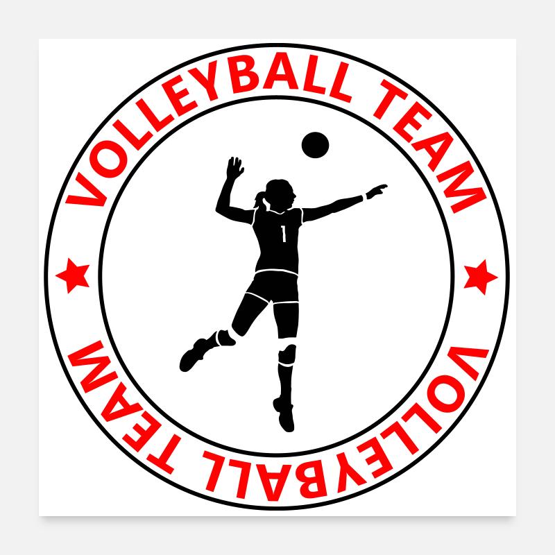 Volleyball Team Circle Emblem Poster 24" x 24" (60x60 cm)
