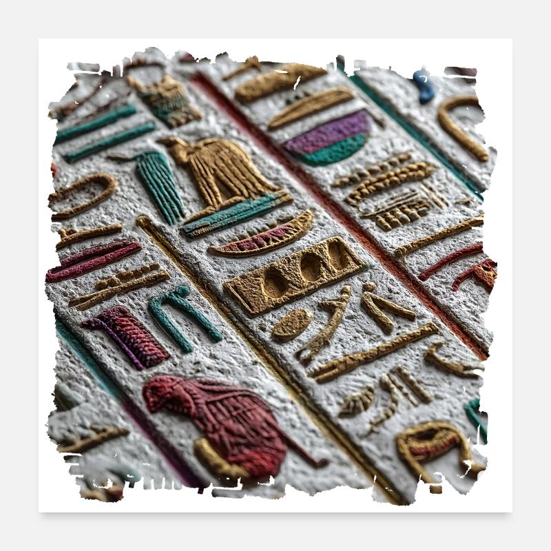 Colorful Egyptian Hieroglyphic Pattern Poster 24" x 24" (60x60 cm)