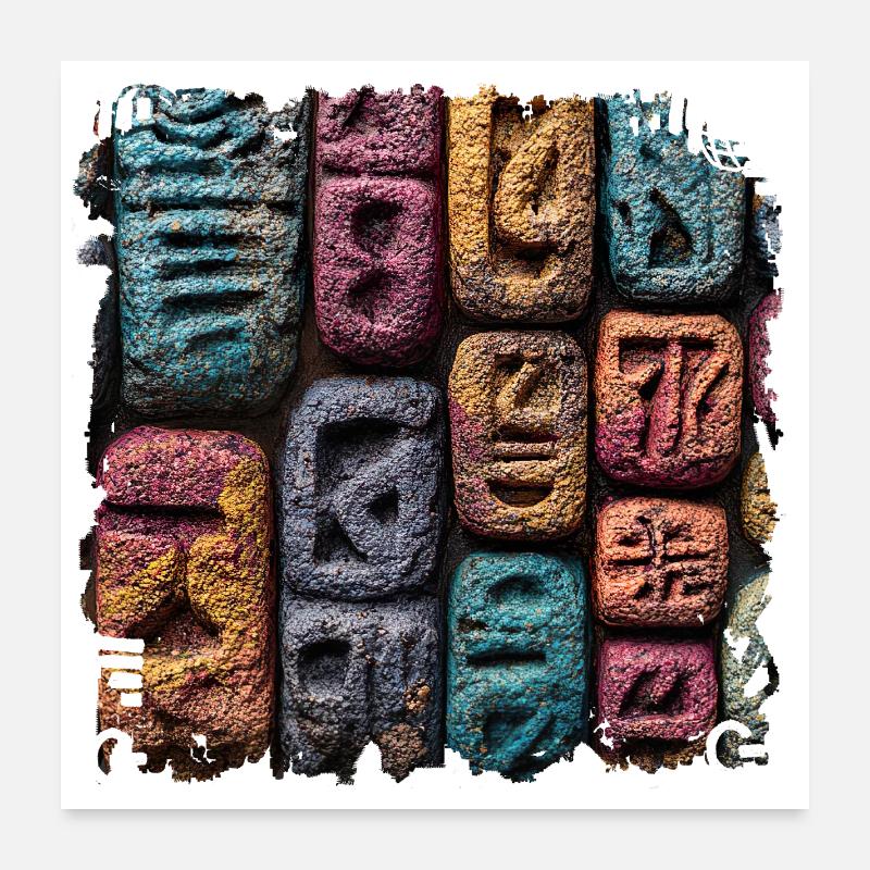 Motif de lettre de pierre coloré Poster 60 x 60 cm