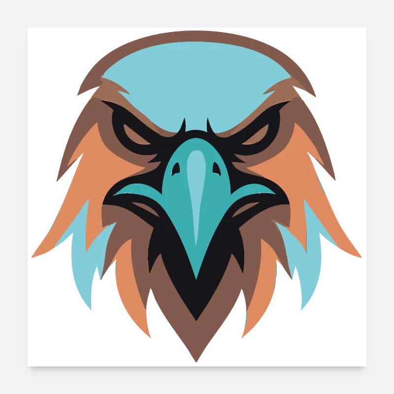 Eagle Head Turquoise Brown Poster 24" x 24" (60x60 cm)