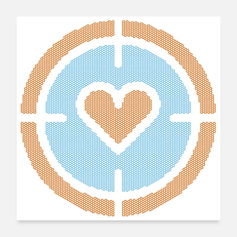 Heart in Target Emblem, atomic pattern Poster 24" x 24" (60x60 cm)