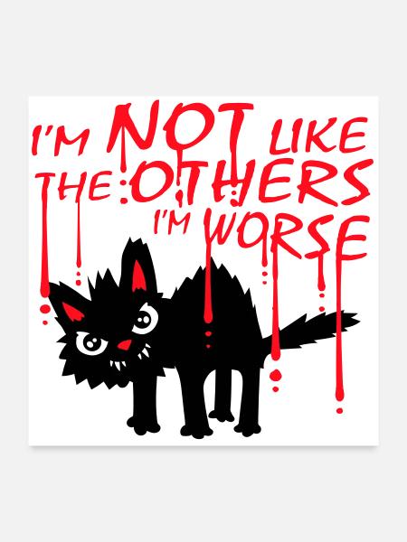 Chat noir Je ne suis pas comme les autres Je suis pire - Poster 60 x 60 cm - blanc - Devant