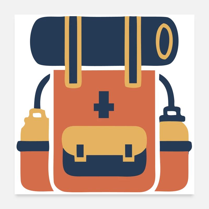 Hiking Backpack Trekking Gear Poster 24" x 24" (60x60 cm)