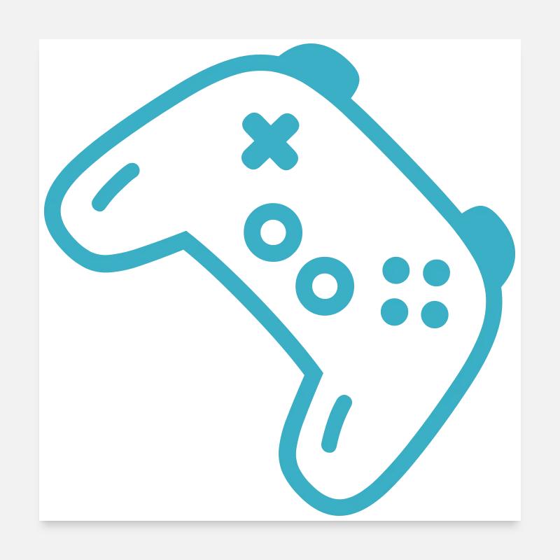Turquoise controller silhouette Poster 24" x 24" (60x60 cm)