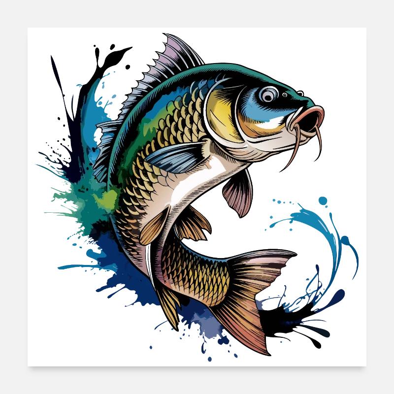Carpe sauteuse Poster 60 x 60 cm