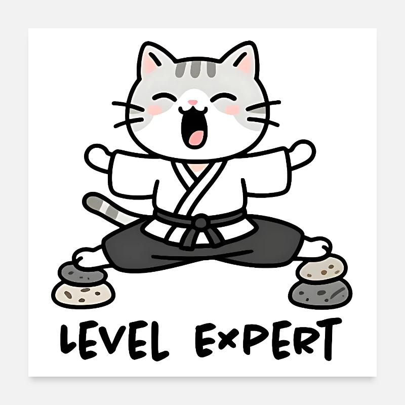 Zen-Karate-Sensei-Katze Poster 60x60 cm