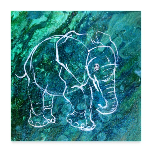 Elefant Pouring LineArt - Poster 60x60 cm