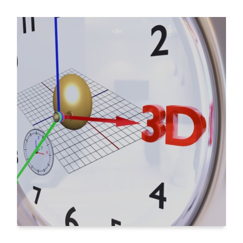 3D O' Clock with Sphere, 3D model, P/View, Poster - Poster 24 x 24 (60x60 cm)