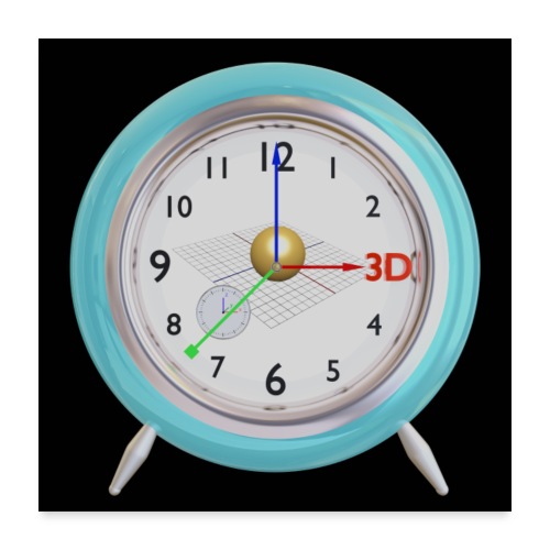 3D O' Clock with Sphere, 3D model, F/View, Poster - Poster 24 x 24 (60x60 cm)