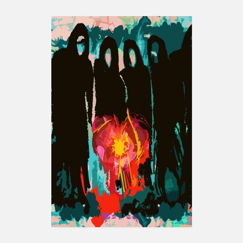 Blossom Fire Silhouette Circle Poster 8" x 12" (20x30 cm)