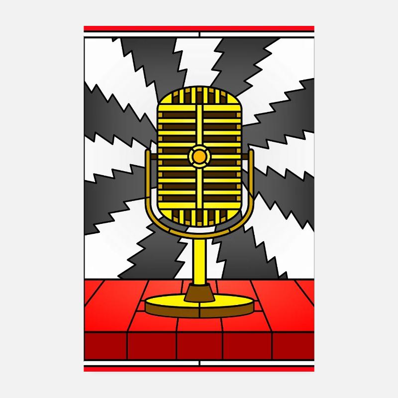 Conception vintage de vitrail de microphone Poster 20 x 30 cm