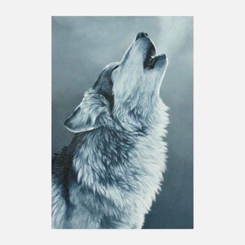 Grey Wolf - Poster 8" x 12" (20x30 cm) - white