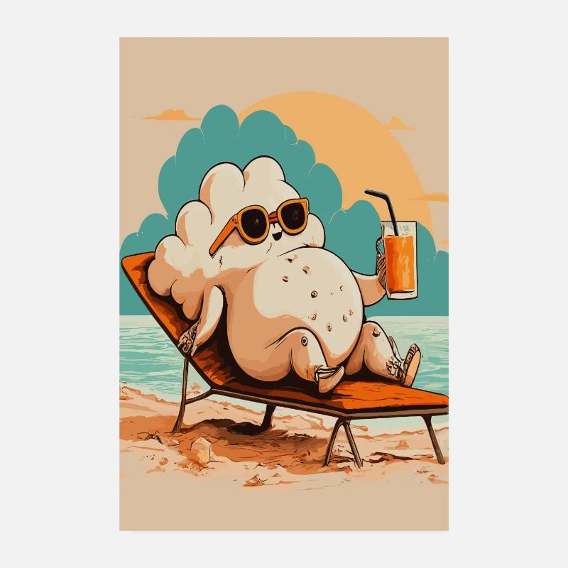 Relaxing Popcorn Strandurlaub Design Poster 20x30 cm