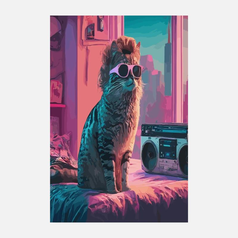 Chat urbain dans une ambiance rétro Poster 20 x 30 cm