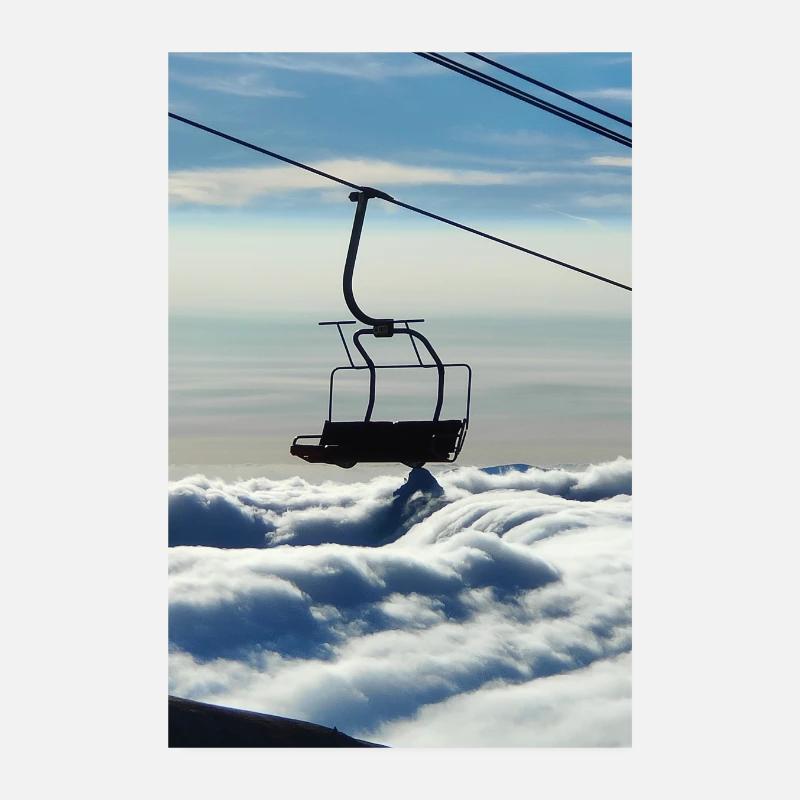 Mer de nuage et télésiège Poster 20 x 30 cm