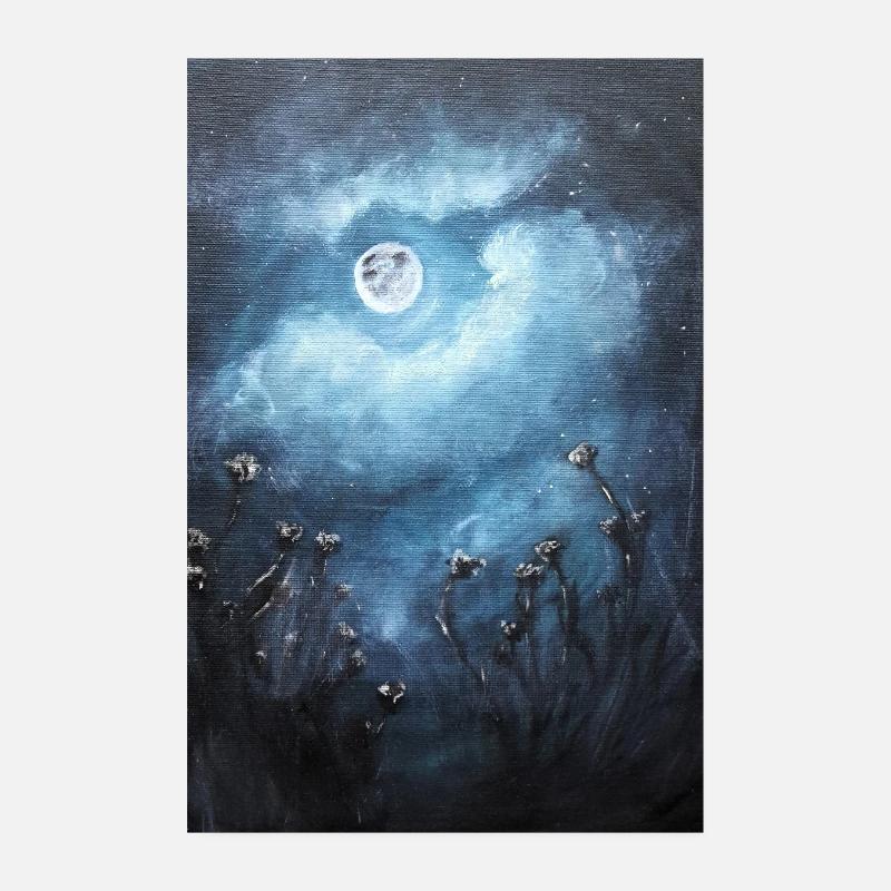 Mystical Moonlit Night Scene Poster 8" x 12" (20x30 cm)