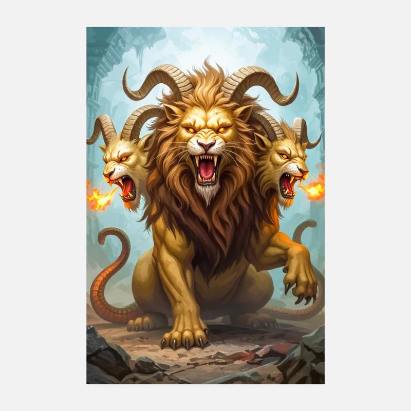Chimera, three-headed lion-goat-serpent beast Poster 8" x 12" (20x30 cm)