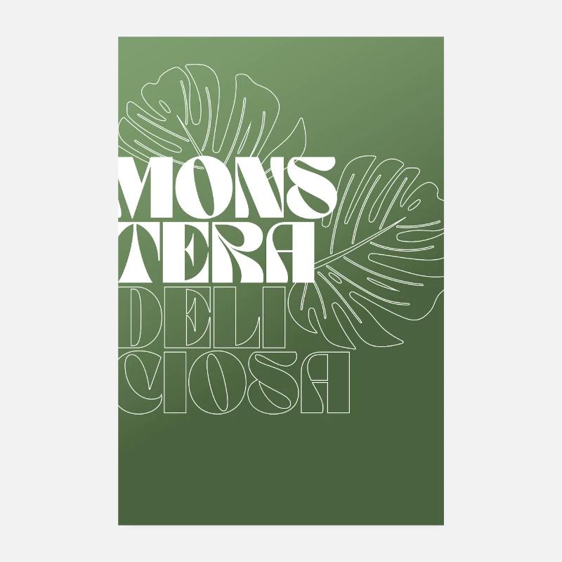 Monstera Botanical Line Art Design Poster 20x30 cm