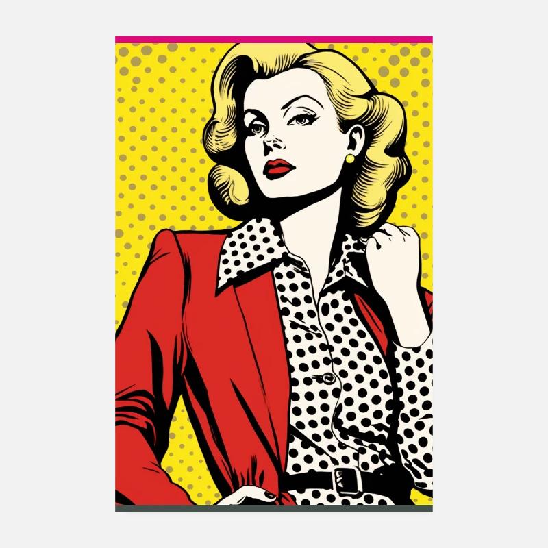 Pop Art Dame Roter Blazer gepunktete Bluse Mode Poster 20x30 cm