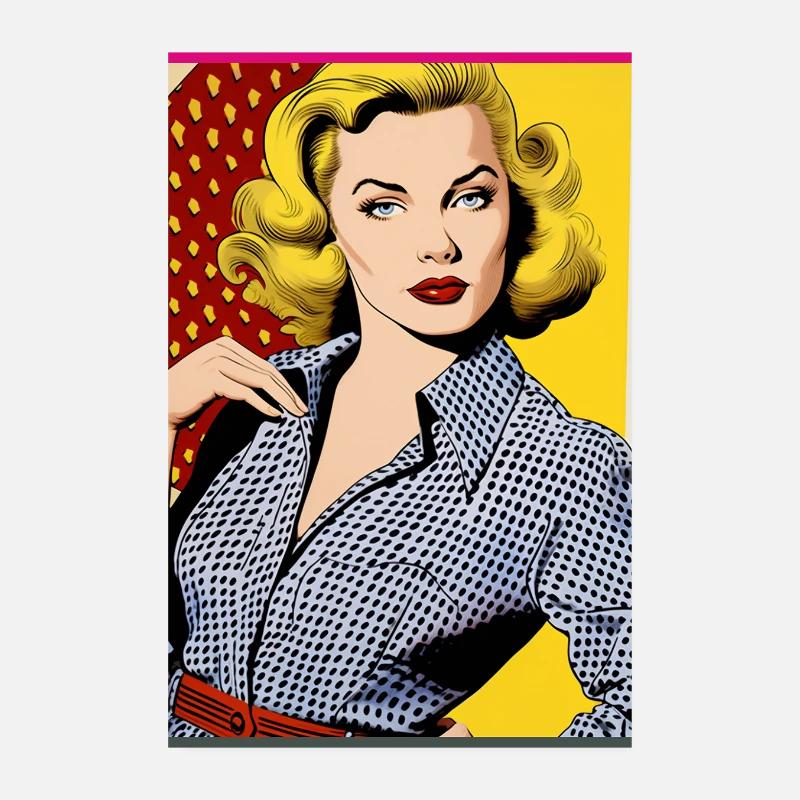 Pop Art Diva Retro Look Polka Dot Blouse Mode Poster 20 x 30 cm