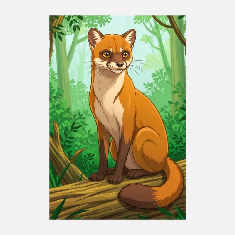Fossa Elégante chasseresse de Madagascar, épurée, sile Poster 20 x 30 cm