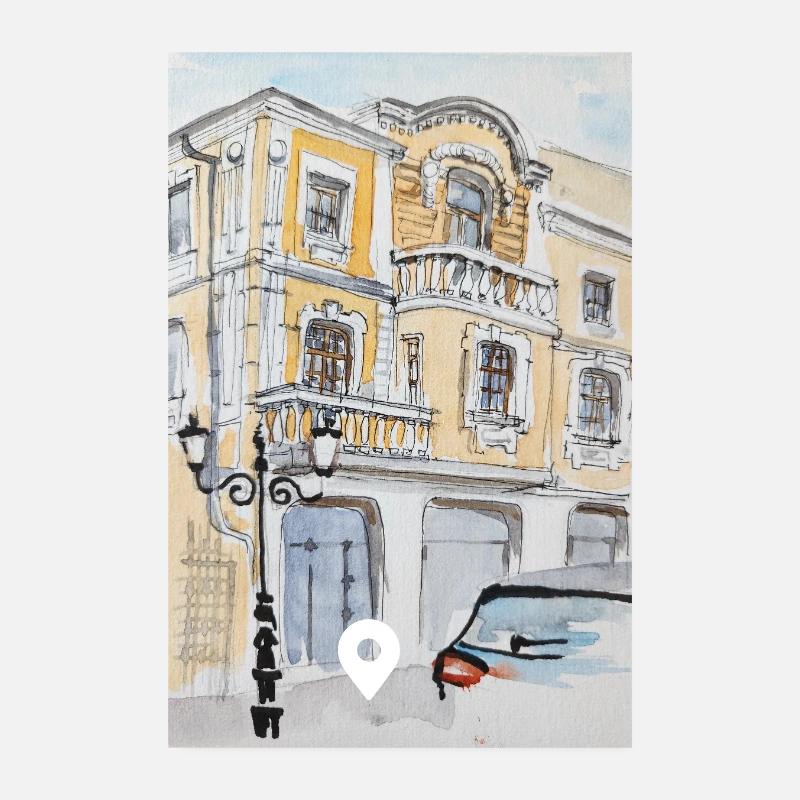 Mansion architectural drawing Poster 8" x 12" (20x30 cm)