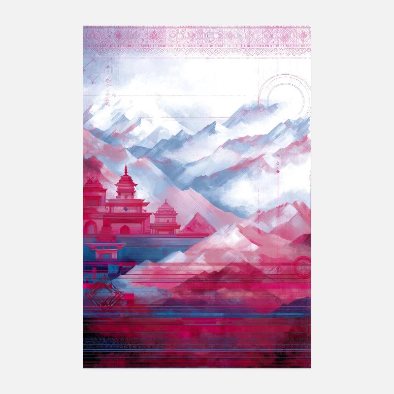 Psy-Art | Temples dans l’Himalaya Poster 20 x 30 cm