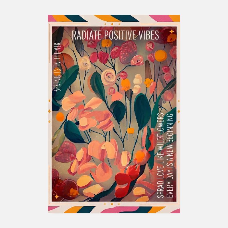 Vibrations florales radieuses - Poster 20 x 30 cm - blanc