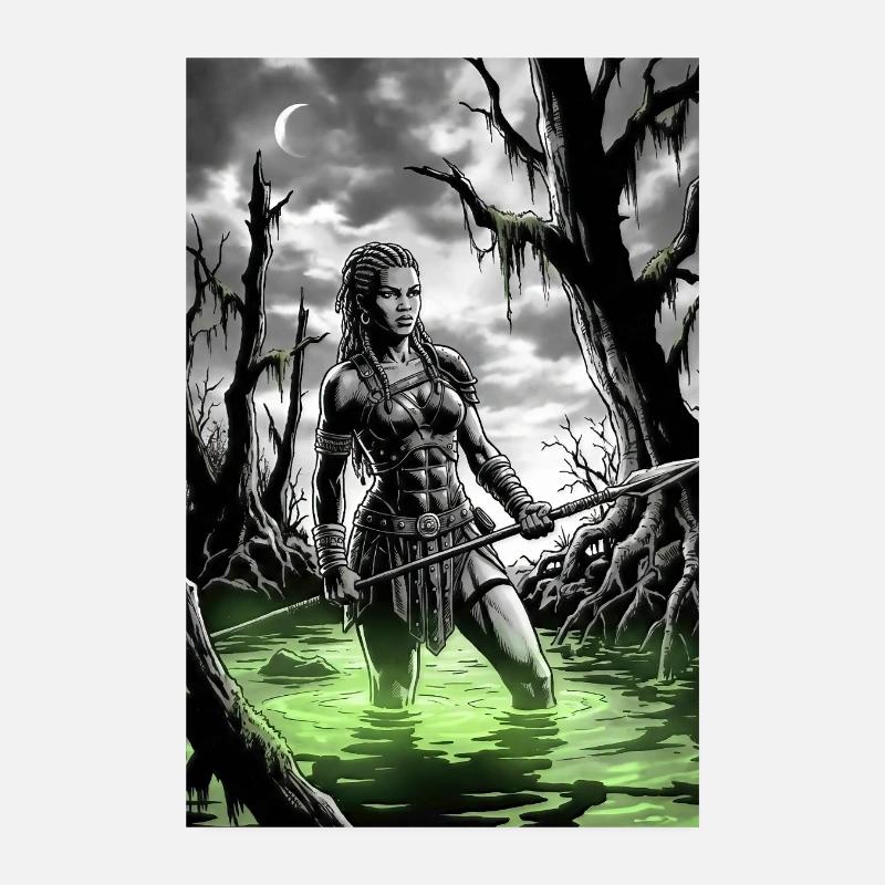Guerrier dans le Marais Vert Poster 20 x 30 cm