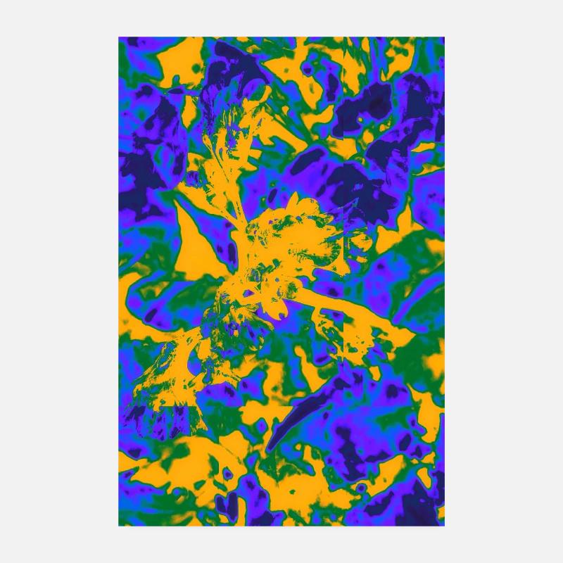 Explosion florale psychédélique néon Poster 20 x 30 cm