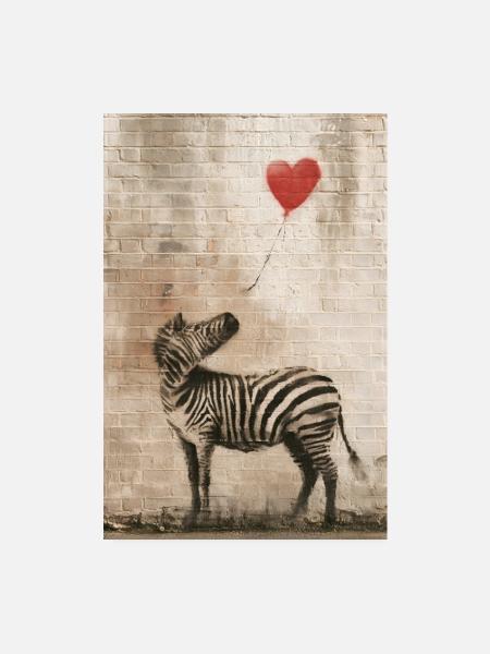 Banksy Zebra - Poster 20x30 cm - Weiß